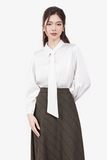 Áo sơ mi trắng tơ xà cừ tay dài