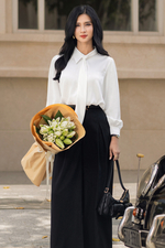 Áo sơ mi trắng tơ xà cừ tay dài