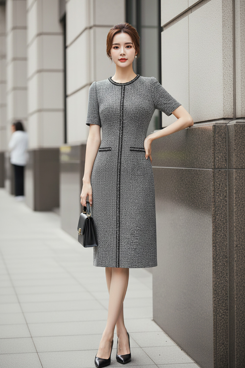 Đầm ôm công sở phối viền