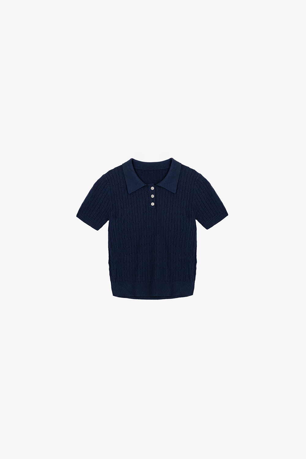 Áo len dệt kim cổ polo màu xanh đen