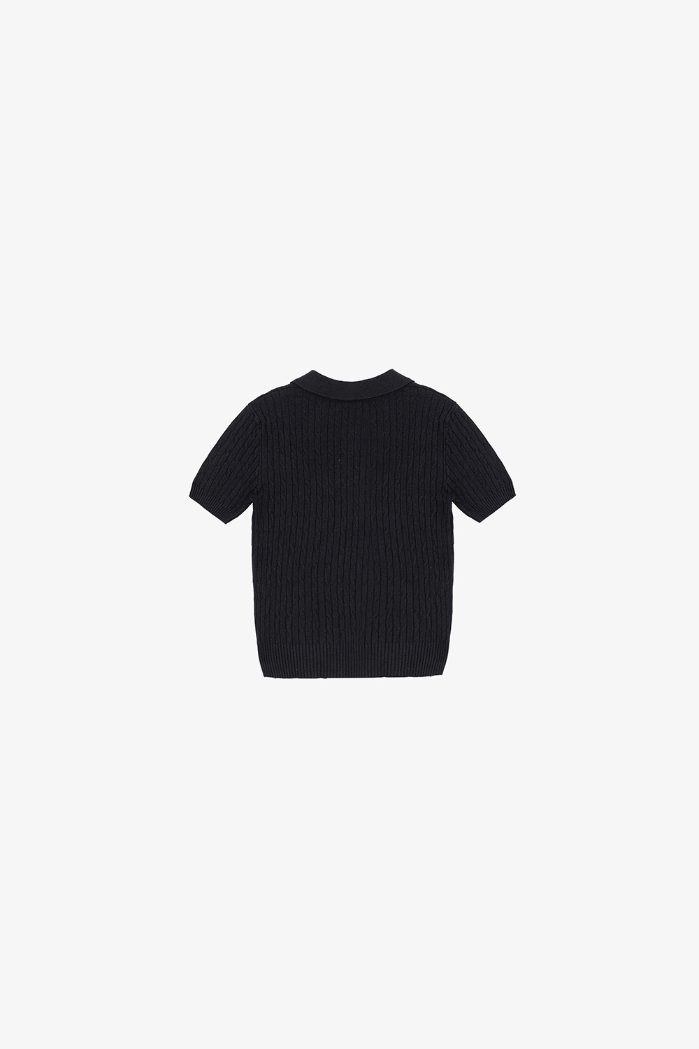 Áo dệt kim gân cổ polo màu đen