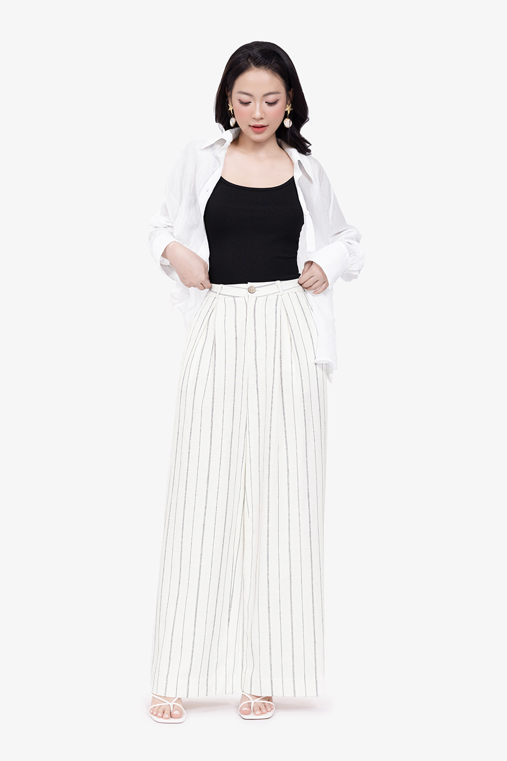Áo hai dây nữ màu đen thun cotton