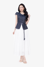 Áo kiểu công sở nữ cotton denim