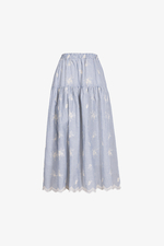 Chân váy dáng xòe linen thêu