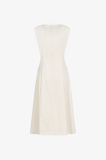 Đầm linen sát nách dáng dài phối nút