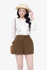 Quần short kaki nữ màu nâu